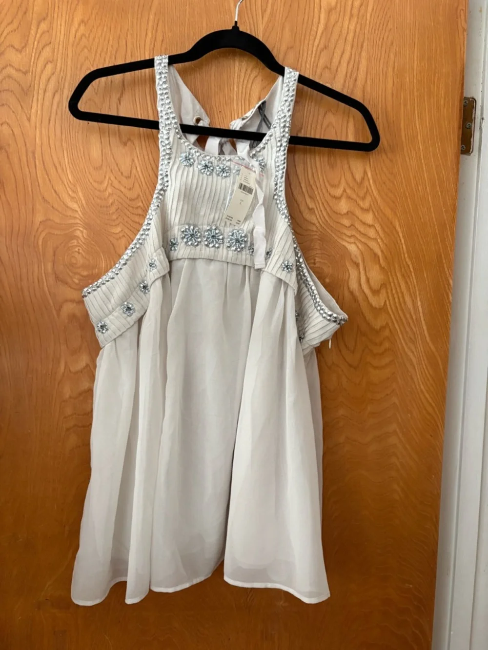 Anthropologie Sheer Embellished beaded HalterTop L - Picture 2 of 12